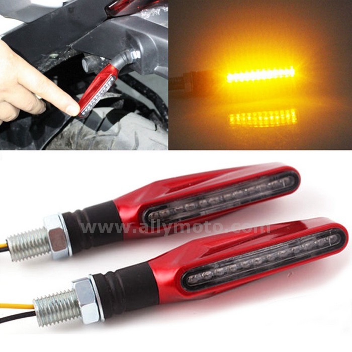 29 Turn Signal 12-Led Indicator Light 5 Color Red Blue Orange -Silver@5